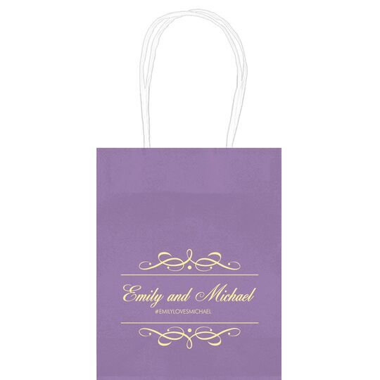 Royal Flourish Framed Names and Text Mini Twisted Handled Bags